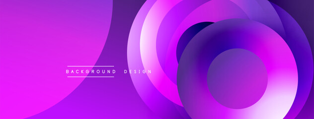 Abstract purple design features layered circles, gradients. Modern background suitable for digital projects, presentations. Vibrant, smooth transitions.