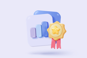 3d statistic graph icon for investment diagram report. creative solution concept on pastel background. Goal for business, bank, finance. 3d analysis investment graph vector icon render illustration