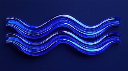 Mesmerizing abstract sculpture with undulating wave like forms in a vibrant blue gradient creating a sense of fluid motion and depth