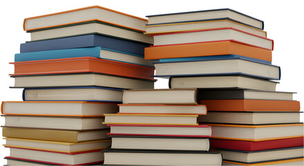 Fototapeta premium Stacked Books Pile Isolated On Transparent Background Photo