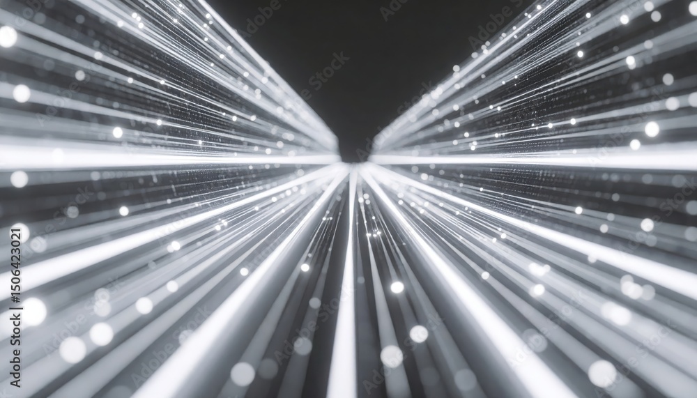 Aufkleber abstract futuristic glowing light rays with bokeh effect radiating outward in a dark background
