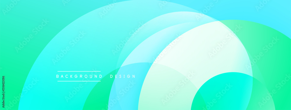 Poster Abstract background features overlapping circles. Colors range from green to blue, creating dynamic visual effect. Simple text reads background design.