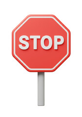 Stop Sign Isolated 3d Render Traffic Road Warning Symbol Safety Red
