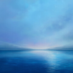 Obraz premium Tranquil Deep Blue Sea Abstract Composition of Serene Ocean Landscape