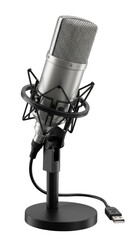 Studio Microphone On Stand Isolated On Transparent Background Photo