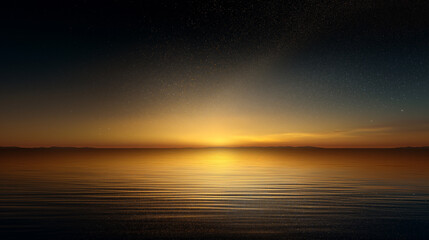 Serene Twilight Calm Water Surface Reflecting Golden Sunset