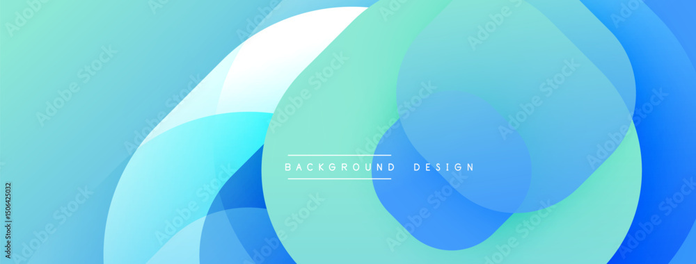 Poster abstract fluid shapes, blue hues dominate. gradient colors blend smoothly creating modern background