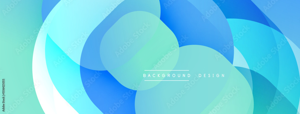 Poster Abstract fluid shapes, blue tones dominate. Overlapping layers create depth, modern design element. Minimalist aesthetic, smooth gradients present.