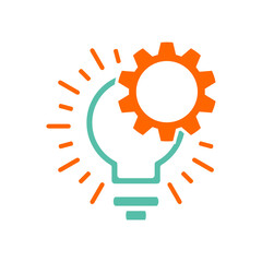 combination of light bulb and gear vector logo