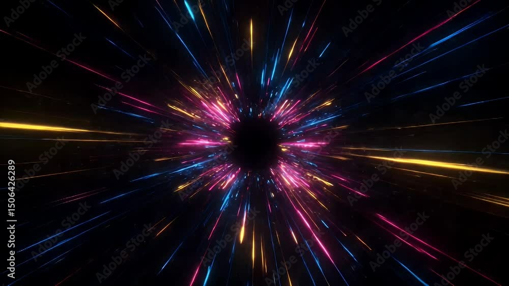 Poster Abstract colorful radial lines converging to a central void