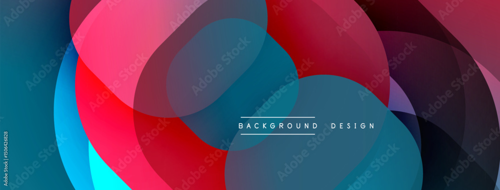 Leinwandbilder Abstract colorful layers create dynamic composition. Overlapping circles, smooth gradients, modern design elements present.