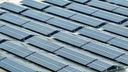 The neatly aligned solar panels reflect the ongoing efforts to harness the sun's power as a sustainable and eco-conscious energy source, contributing to a greener future.