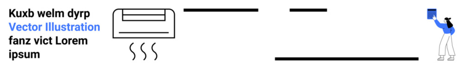 Air conditioner emitting cool air, person using remote to control temperature. Ideal for home comfort, smart control, energy saving, technology, lifestyle, modern appliances, simple landing page