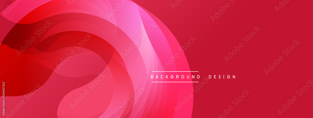 Poster Abstract red design features flowing shapes, gradients. Modern banner or background element, visually striking.