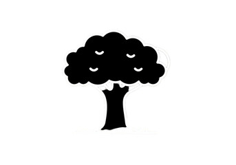 Tree Silhouette Illustration White Outline Isolated Transparent Background