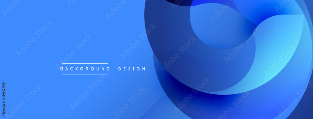 Fototapete Abstract blue background. Overlapping shapes create dynamic visual effect. Modern design elements suggest fluidity, innovation.