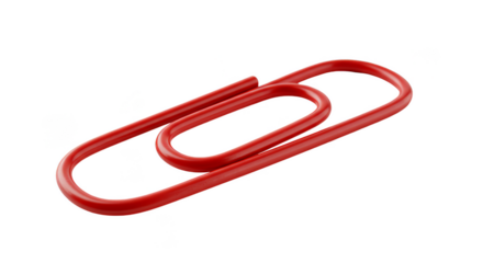 Isolated 3D Illustration of a Red Paperclip on a Transparent Background