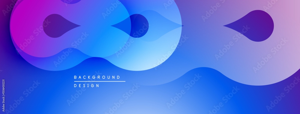 Poster Abstract fluid shapes, vibrant blue purple gradient. Modern design element, dynamic composition, smooth curves. Background texture.