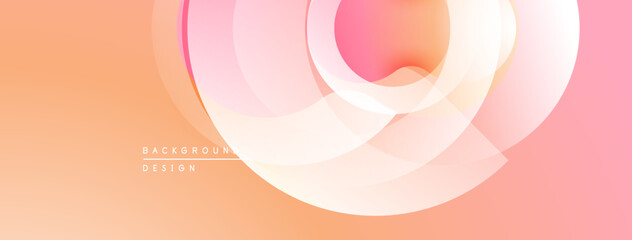 Abstract design features layered circles, soft peach tones, gradient effect. Minimalist background suitable for digital projects.