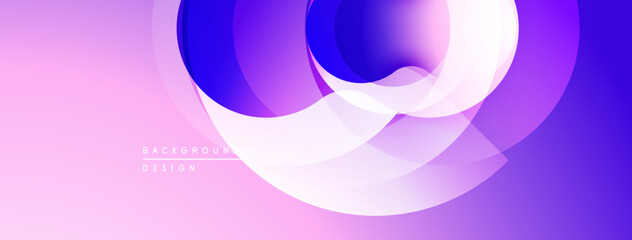 Obraz premium Abstract gradient circles overlap, creating dynamic visual effect. Pink, purple hues dominate composition. Modern design element.