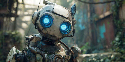 Stunning Cyberpunk Robot Futuristic AI in a PostApocalyptic World