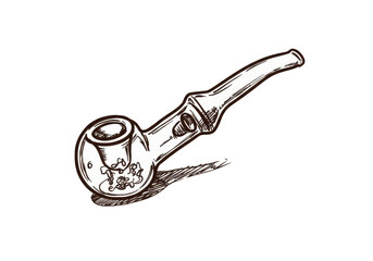 Vintage Tobacco Pipe Illustration Brown Wooden Smoking Transparent PNG