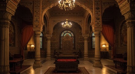 Ornate Throne in Palace Interior