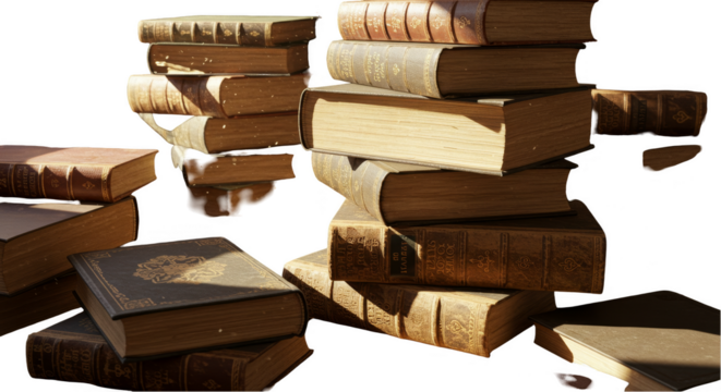 Isolated Background Pile of Old Brown Books Ancient Wisdom