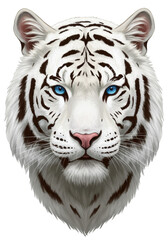 White Tiger Portrait Illustration Headshot Wild Cat Isolated Animal