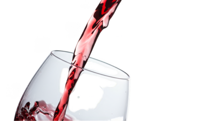 Wine Pouring Into Glass Realistic Photo Red Liquid Splash Isolated