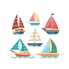 Collection of Colorful Sailboats