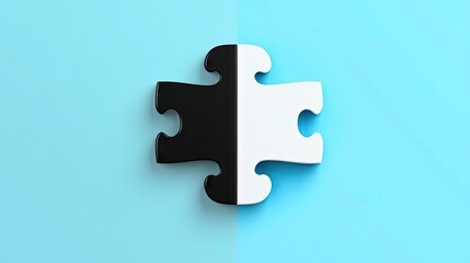 Obraz premium Divided puzzle piece on a light blue background.