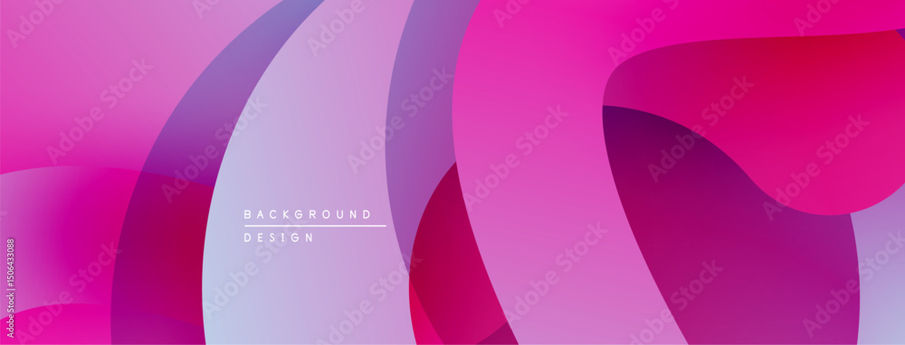 Aufkleber Abstract pink purple gradient layers create modern background. Smooth shapes overlap, offering dynamic visual texture.