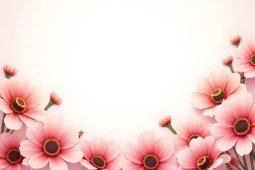 Elegant Pink Flower Frame Delicate Floral Border Design for Invitations, Cards, and More