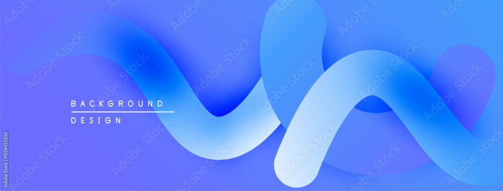 Poster Abstract blue background. Smooth flowing shapes create dynamic visual effect. Gradient colors provide modern aesthetic.