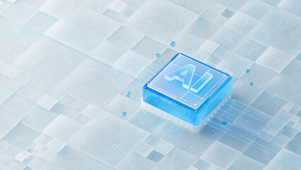 Futuristic AI - Chip on a Grid - like Electronic Background Signifying Technological Advancements, Suitable for AI-related tech publicity scenarios