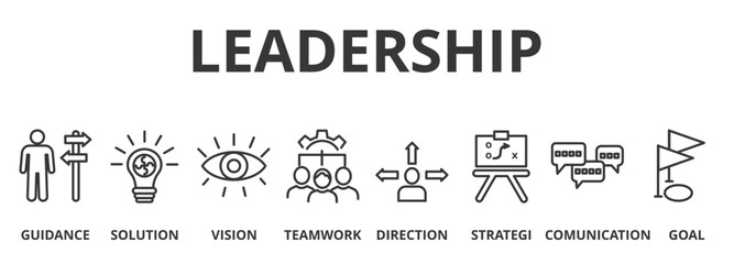 Leadership Banner vector Icon Illustration Concept for  Guidance, Solutions, Vision, Teamwork, Direction, Strategy, Communication, and Goals