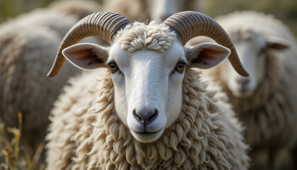 Fototapeta premium Merino sheep looking at the camera