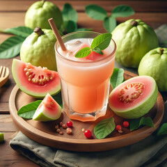 Fresh Fruit Smoothie Guava in a Glass