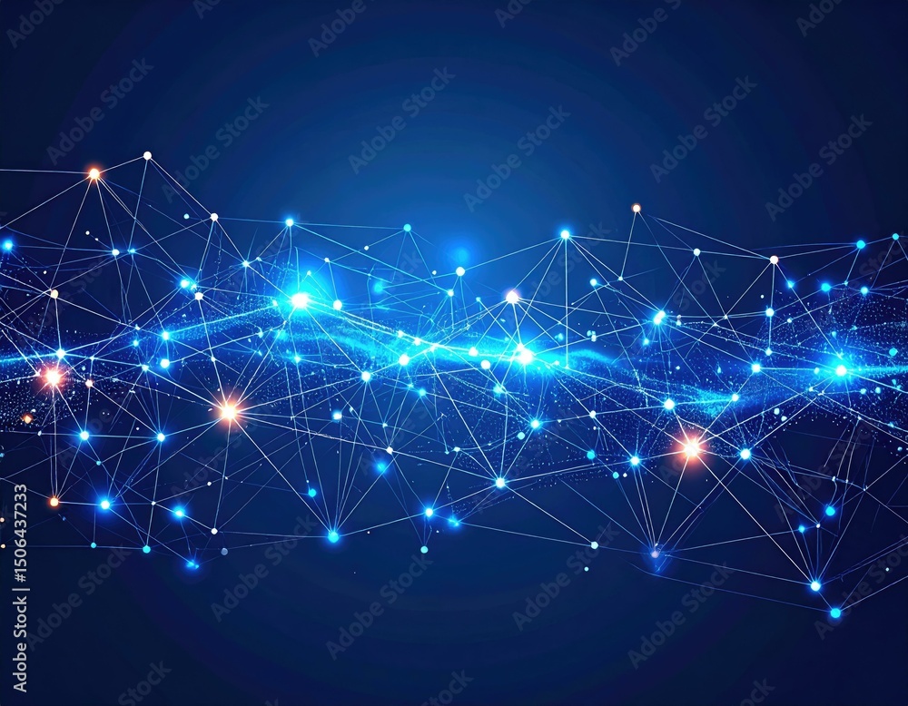 Poster abstract glowing network connection. perfect for technology, data, and digital concepts. blue, glowi
