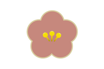 梅の花　ピンク　アウトライン入り　グラフィック素材 