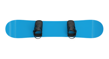 Isolated Blue Snowboard Top View on Transparent Background 3D Illustration