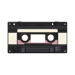 Fototapeta premium Classic cassette tape with faded pink accents evoking nostalgia in digital on transparent background