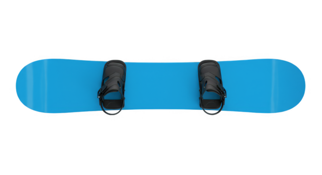 Isolated Blue Snowboard Top View on Transparent Background 3D Illustration