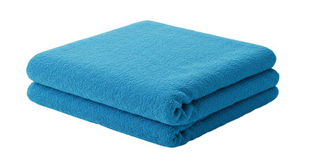 Isolated Blue Towel Stack Soft Cotton Fabric on Transparent Background
