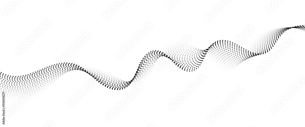 Poster Flowing Dot Wave halftone gradient pattern on transparent background	