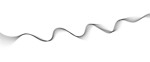 Flowing Dot Wave halftone gradient pattern on transparent background	