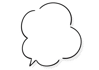手描き風のふきだし　単品　白塗りドット影付き