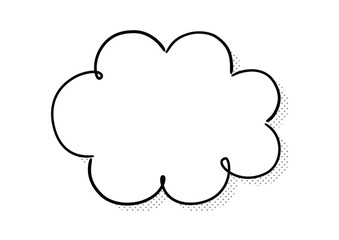 手描き風のふきだし　単品　白塗りドット影付き