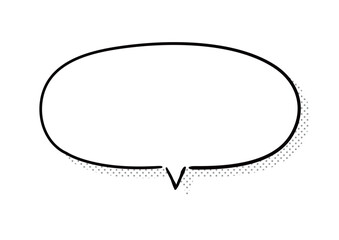 手描き風のふきだし　単品　白塗りドット影付き